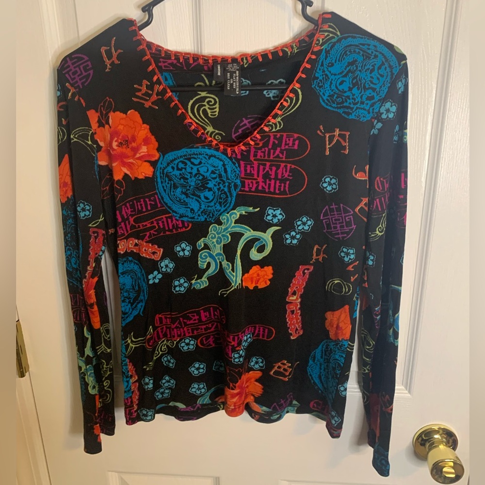Lynn Ritchie Silk Blend Abstract Top